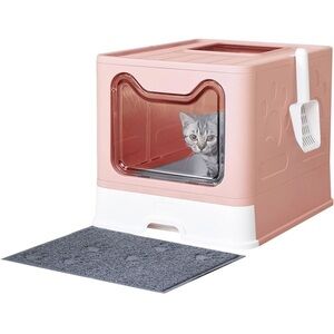Pink Cat Litter Box with Scoop
